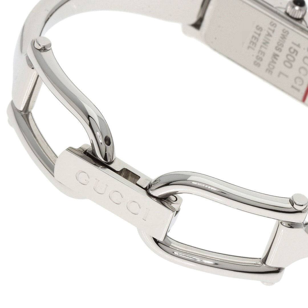 GUCCI Watches Quartz 1500L Stainless Steel , Stainless Steel Silver Square face Pink shell dial Women Used Authentic