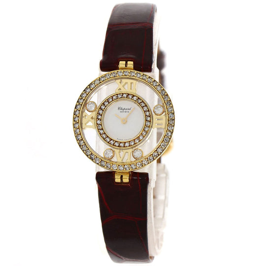 Chopard Watches Quartz S20/5558 K18YG, leather gold Happy diamond white dial Women Used Authentic