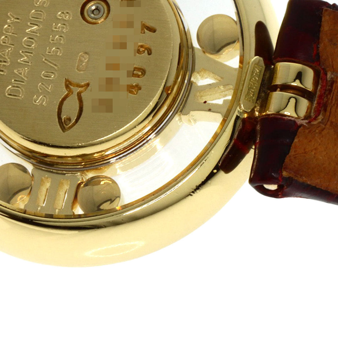 Chopard Watches Quartz S20/5558 K18YG, leather gold Happy diamond white dial Women Used Authentic