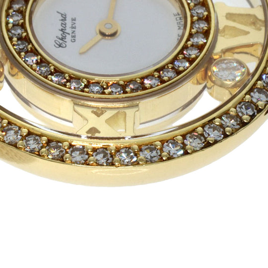 Chopard Watches Quartz S20/5558 K18YG, leather gold Happy diamond white dial Women Used Authentic
