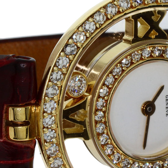 Chopard Watches Quartz S20/5558 K18YG, leather gold Happy diamond white dial Women Used Authentic