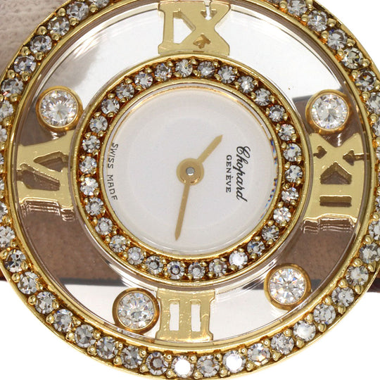 Chopard Watches Quartz S20/5558 K18YG, leather gold Happy diamond white dial Women Used Authentic