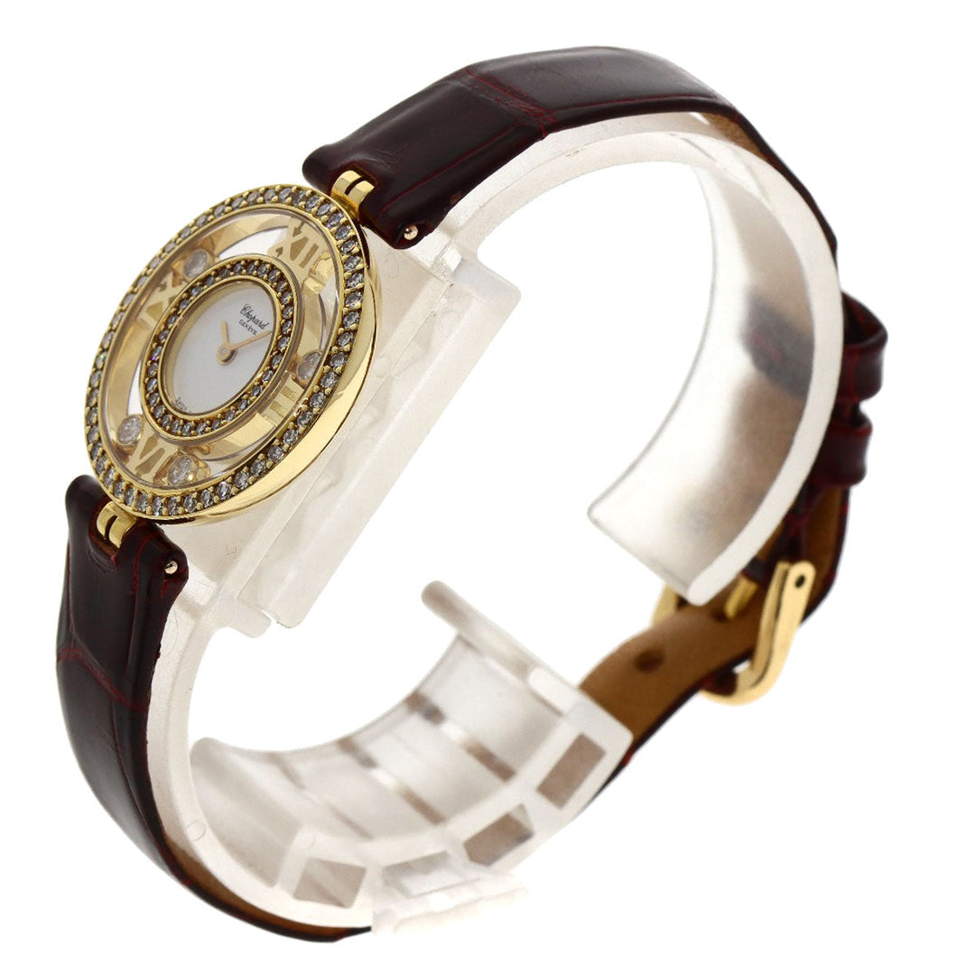 Chopard Watches Quartz S20/5558 K18YG, leather gold Happy diamond white dial Women Used Authentic