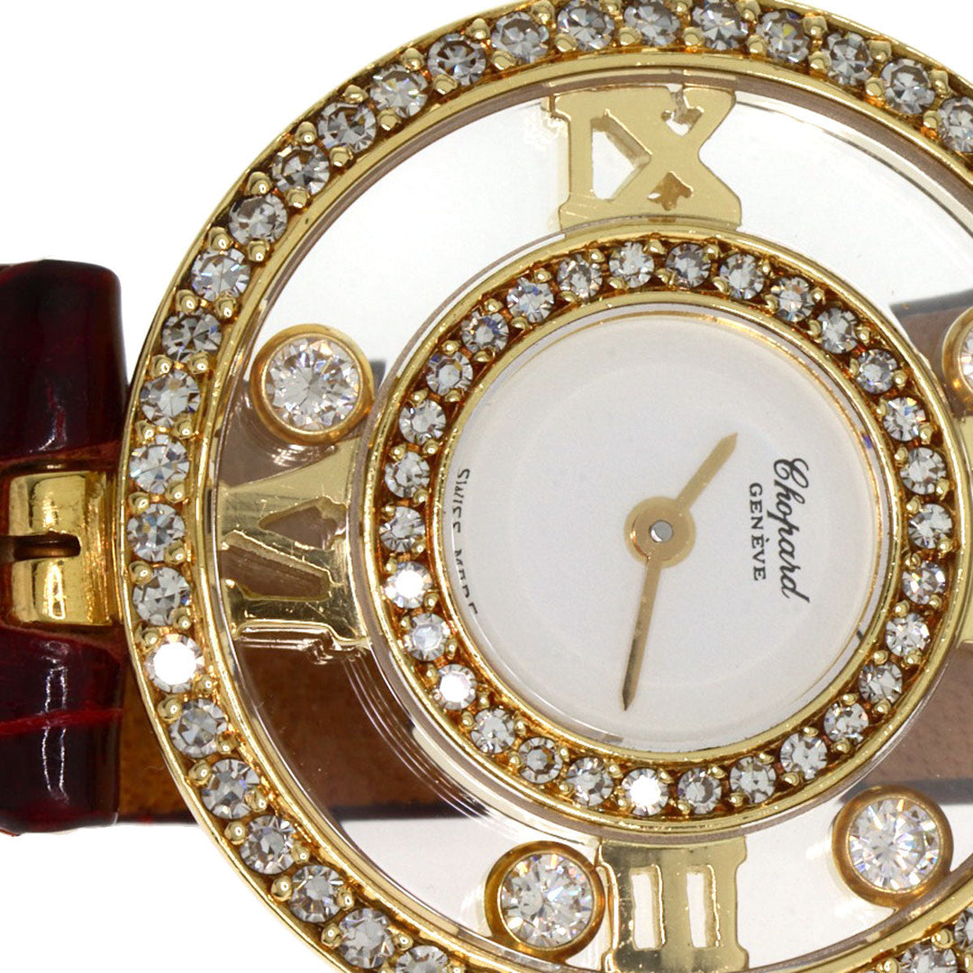 Chopard Watches Quartz S20/5558 K18YG, leather gold Happy diamond white dial Women Used Authentic