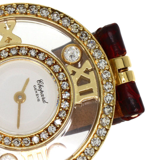 Chopard Watches Quartz S20/5558 K18YG, leather gold Happy diamond white dial Women Used Authentic