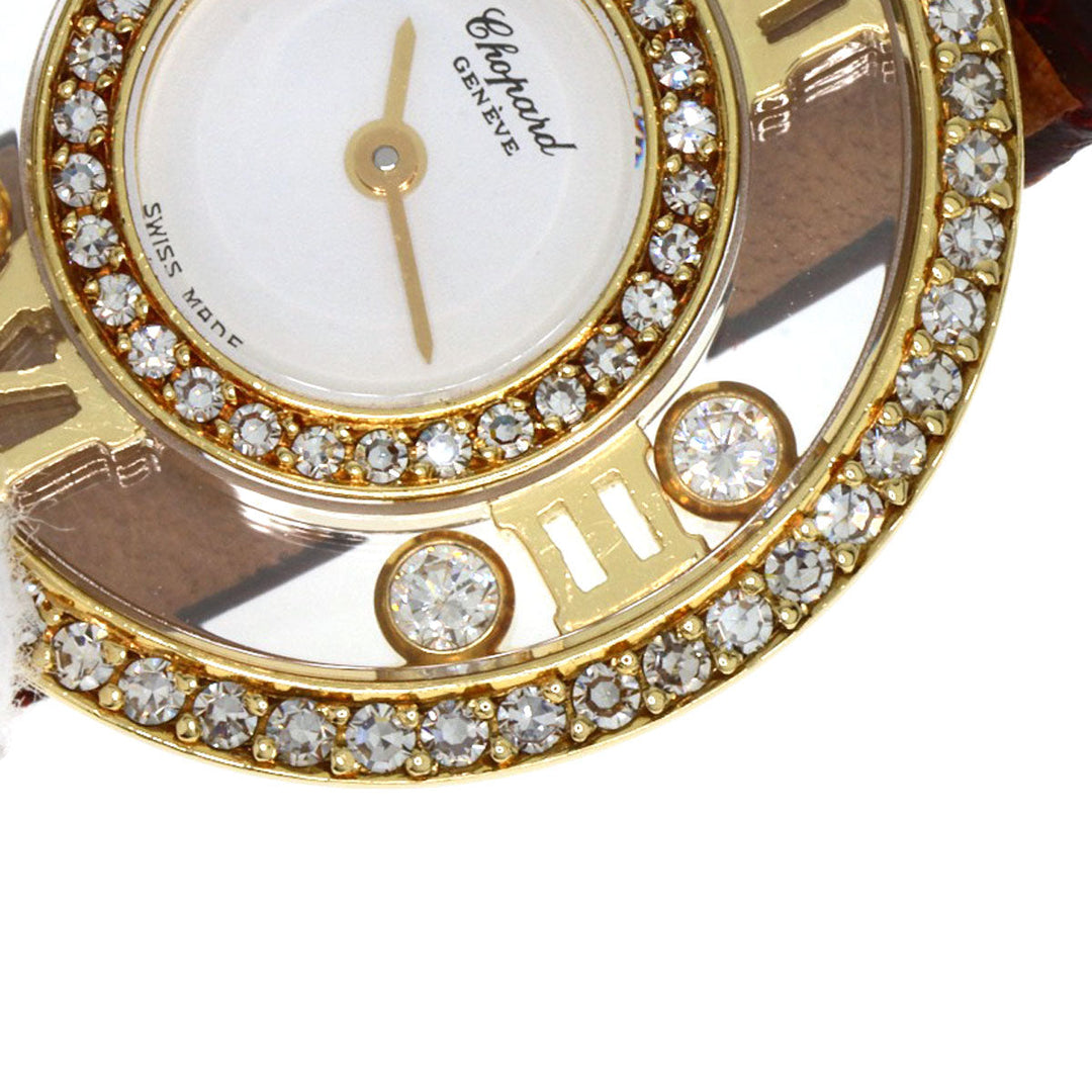 Chopard Watches Quartz S20/5558 K18YG, leather gold Happy diamond white dial Women Used Authentic