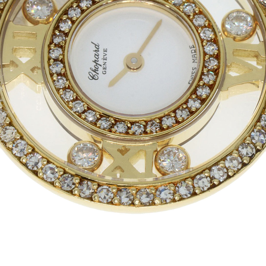 Chopard Watches Quartz S20/5558 K18YG, leather gold Happy diamond white dial Women Used Authentic
