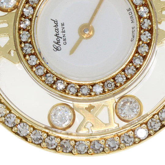 Chopard Watches Quartz S20/5558 K18YG, leather gold Happy diamond white dial Women Used Authentic