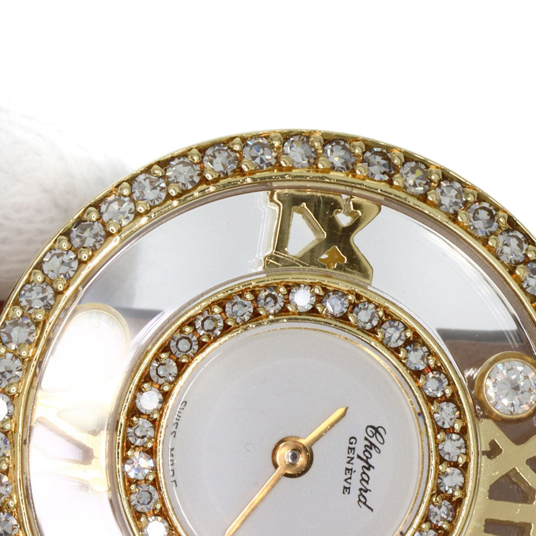 Chopard Watches Quartz S20/5558 K18YG, leather gold Happy diamond white dial Women Used Authentic