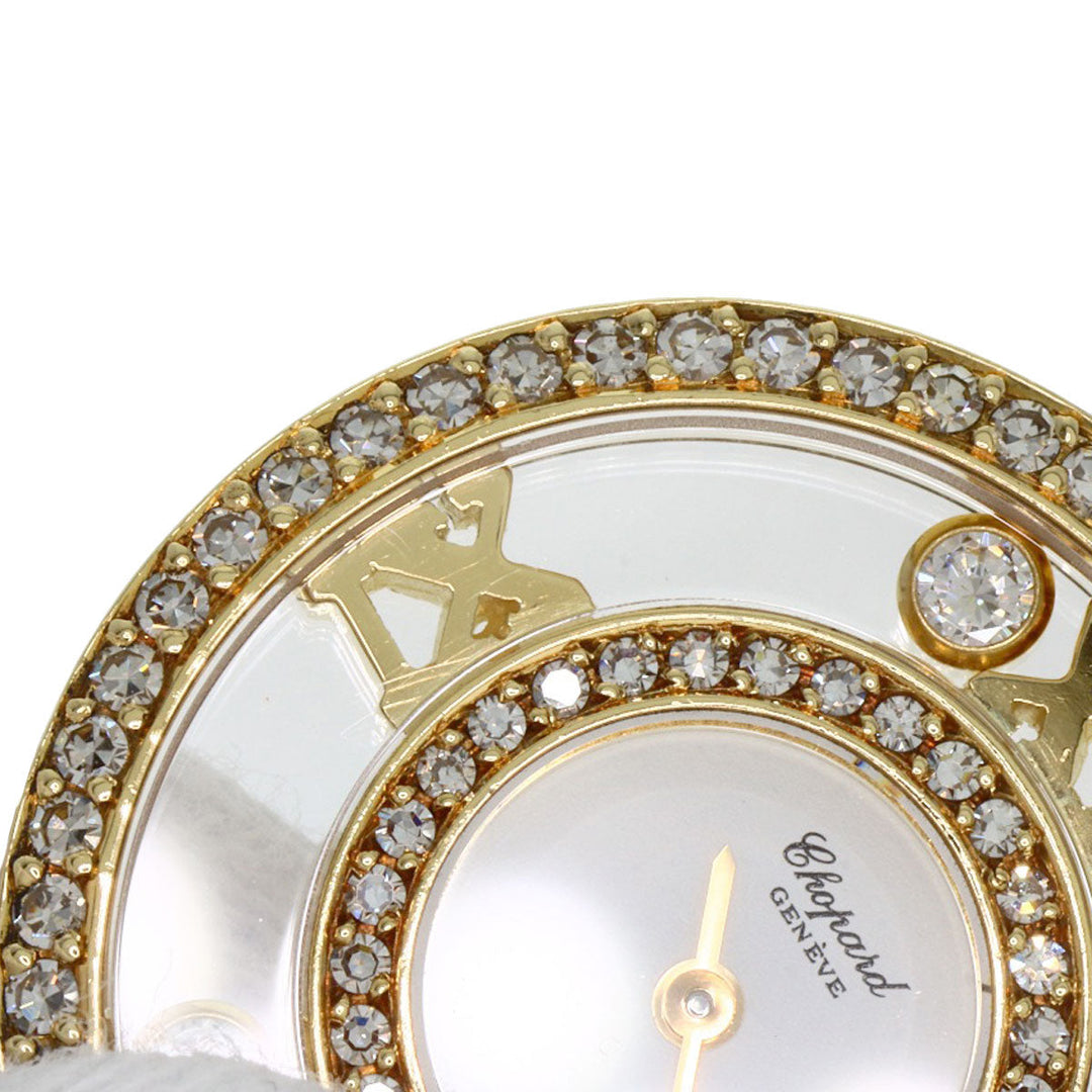 Chopard Watches Quartz S20/5558 K18YG, leather gold Happy diamond white dial Women Used Authentic