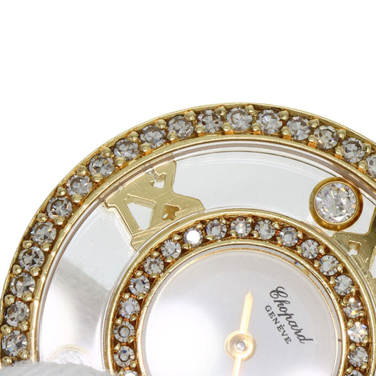 Chopard Watches Quartz S20/5558 K18YG, leather gold Happy diamond white dial Women Used Authentic