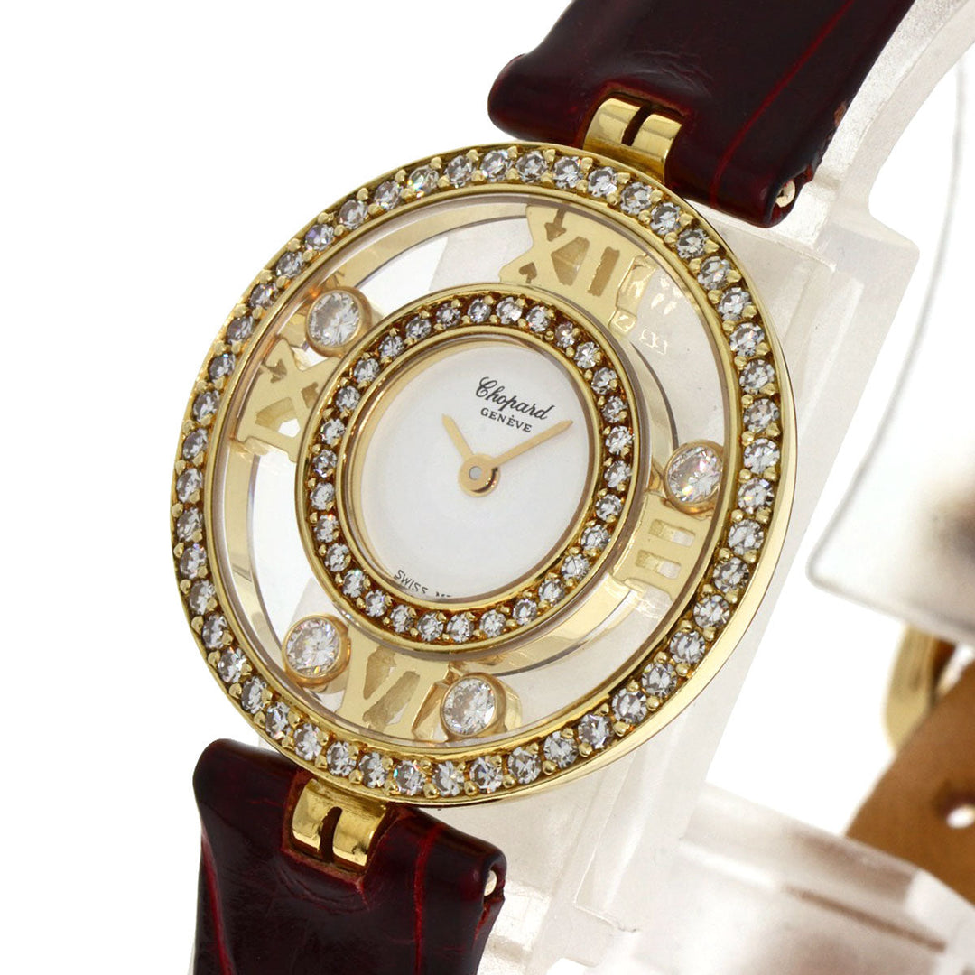 Chopard Watches Quartz S20/5558 K18YG, leather gold Happy diamond white dial Women Used Authentic