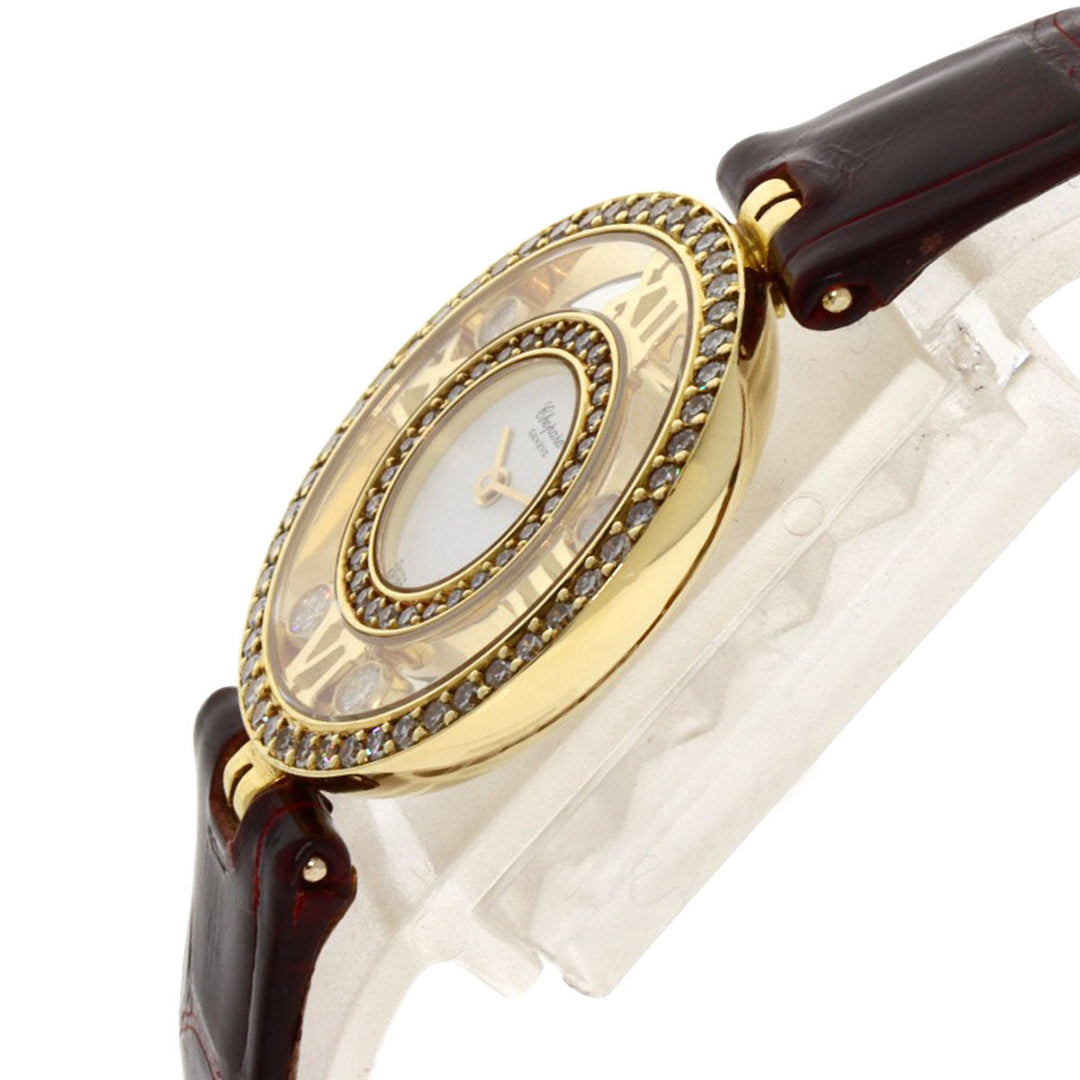 Chopard Watches Quartz S20/5558 K18YG, leather gold Happy diamond white dial Women Used Authentic