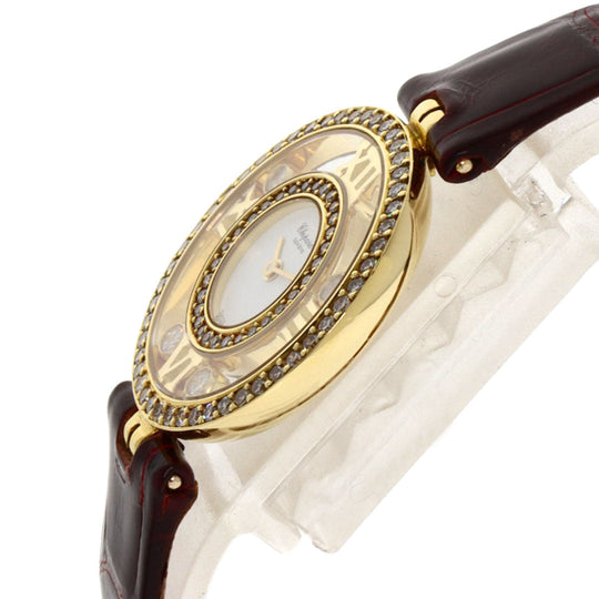 Chopard Watches Quartz S20/5558 K18YG, leather gold Happy diamond white dial Women Used Authentic
