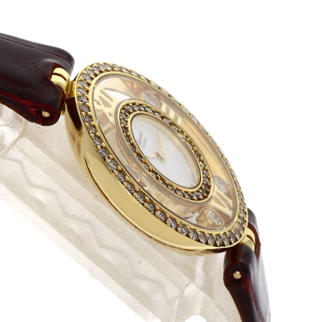 Chopard Watches Quartz S20/5558 K18YG, leather gold Happy diamond white dial Women Used Authentic
