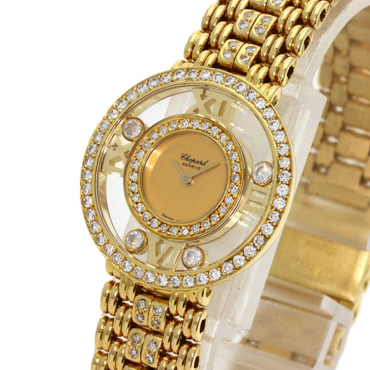 Chopard Watches Quartz 20/5664 K18YG, K18YG, Diamond gold Happy diamond gold dial Women Used Authentic