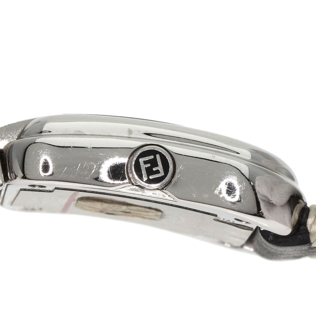 FENDI Watches Quartz 3800L Stainless Steel, Leather Silver Beefendi black dial Women Used Authentic