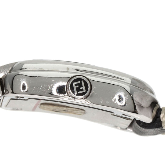 FENDI Watches Quartz 3800L Stainless Steel, Leather Silver Beefendi black dial Women Used Authentic