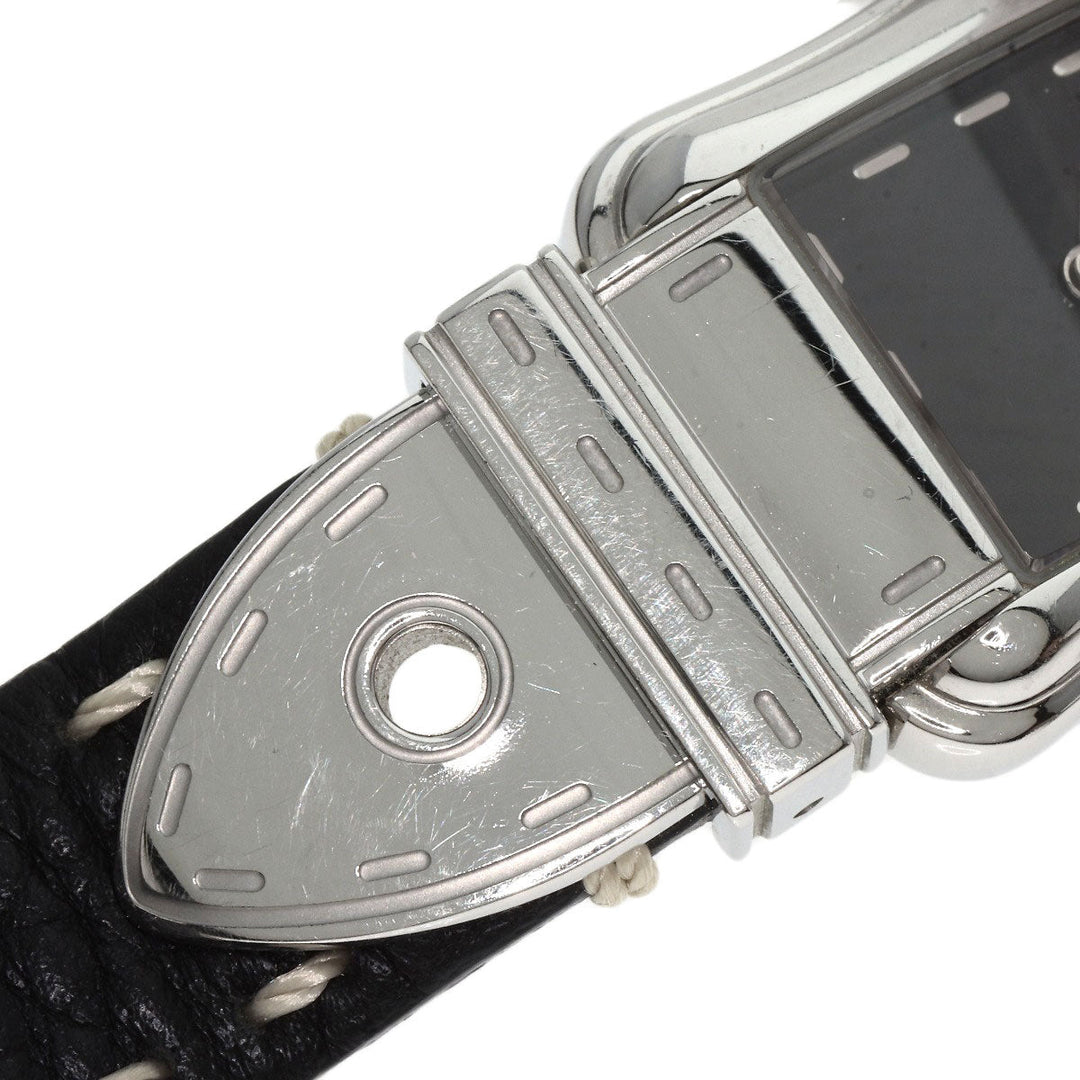 FENDI Watches Quartz 3800L Stainless Steel, Leather Silver Beefendi black dial Women Used Authentic