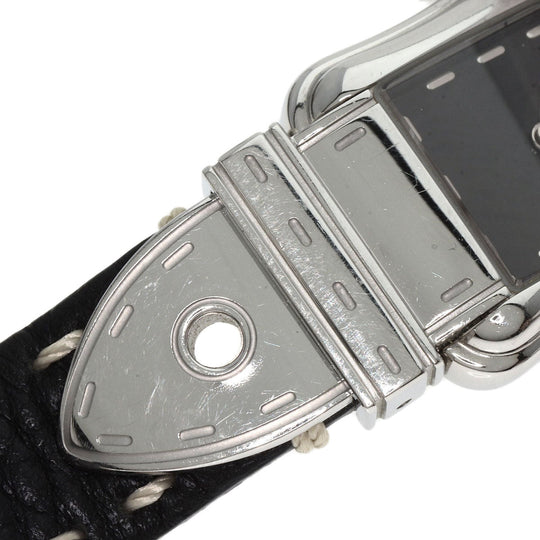 FENDI Watches Quartz 3800L Stainless Steel, Leather Silver Beefendi black dial Women Used Authentic