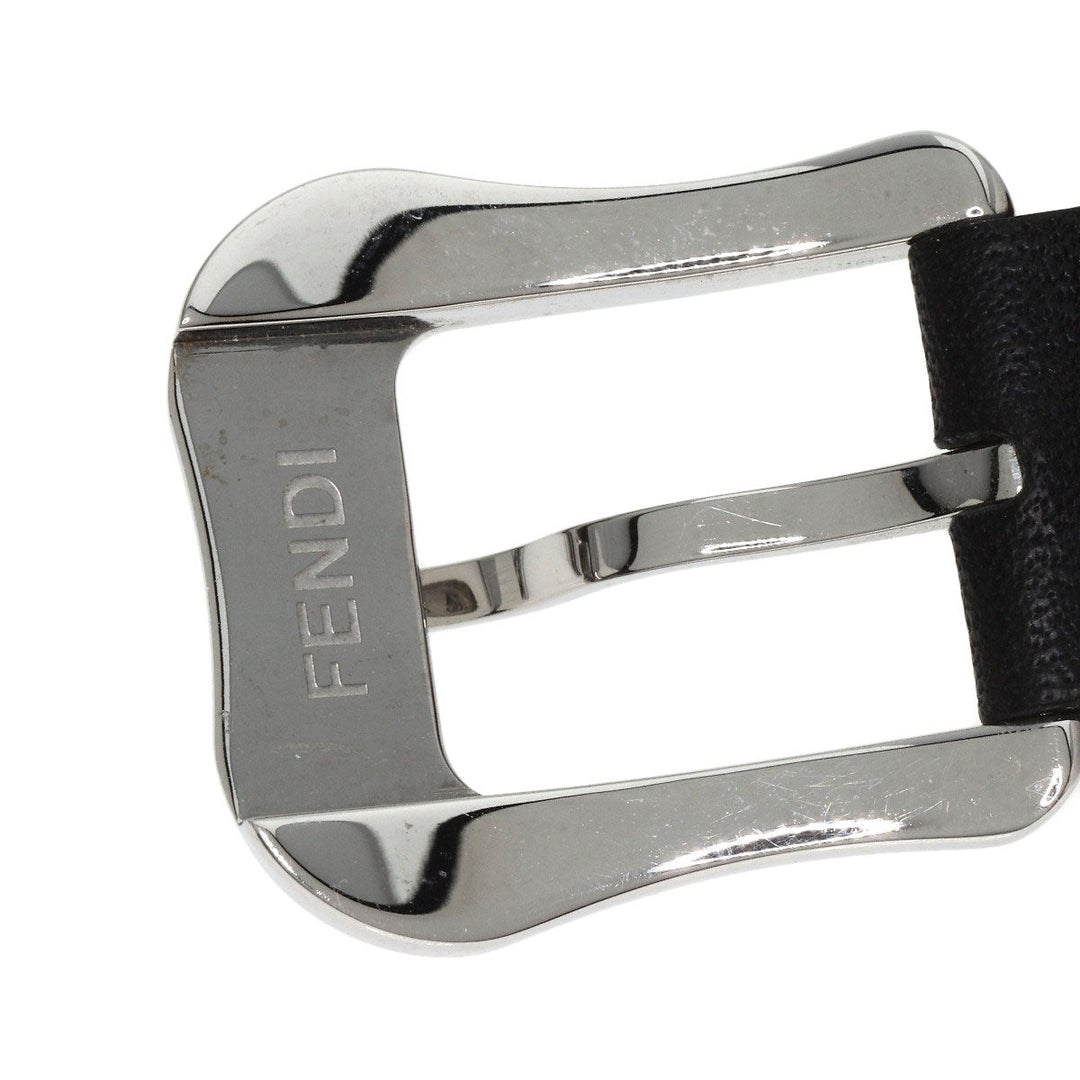 FENDI Watches Quartz 3800L Stainless Steel, Leather Silver Beefendi black dial Women Used Authentic
