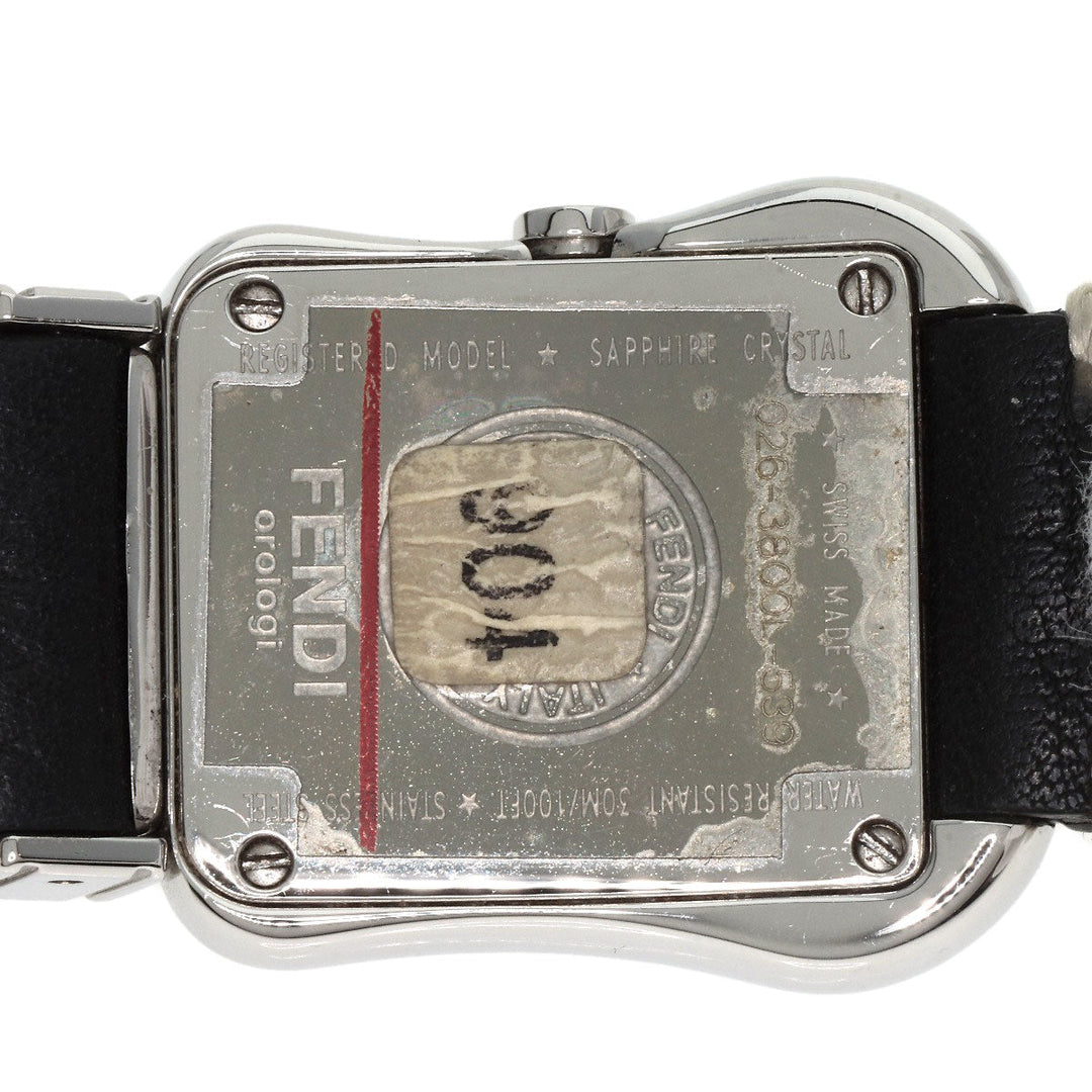 FENDI Watches Quartz 3800L Stainless Steel, Leather Silver Beefendi black dial Women Used Authentic