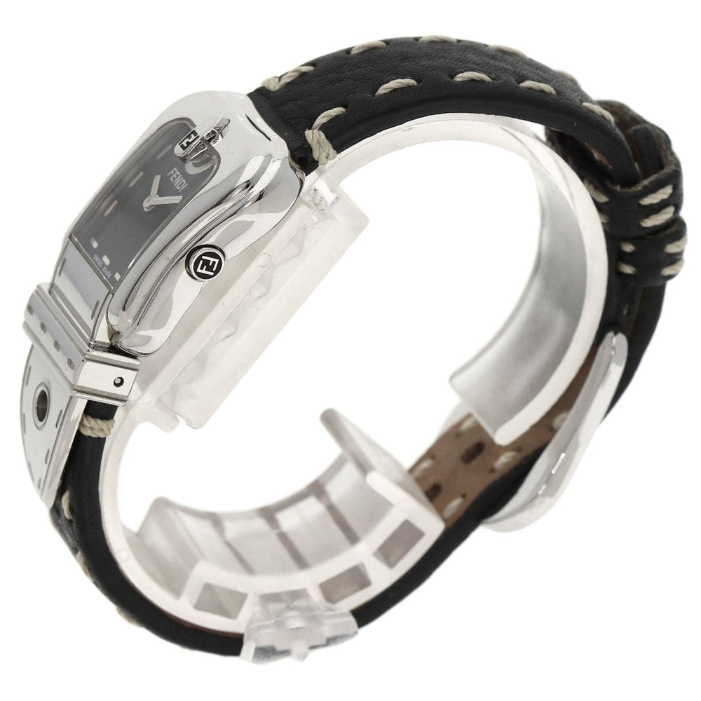FENDI Watches Quartz 3800L Stainless Steel, Leather Silver Beefendi black dial Women Used Authentic
