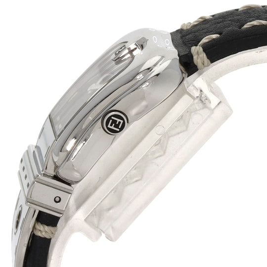 FENDI Watches Quartz 3800L Stainless Steel, Leather Silver Beefendi black dial Women Used Authentic