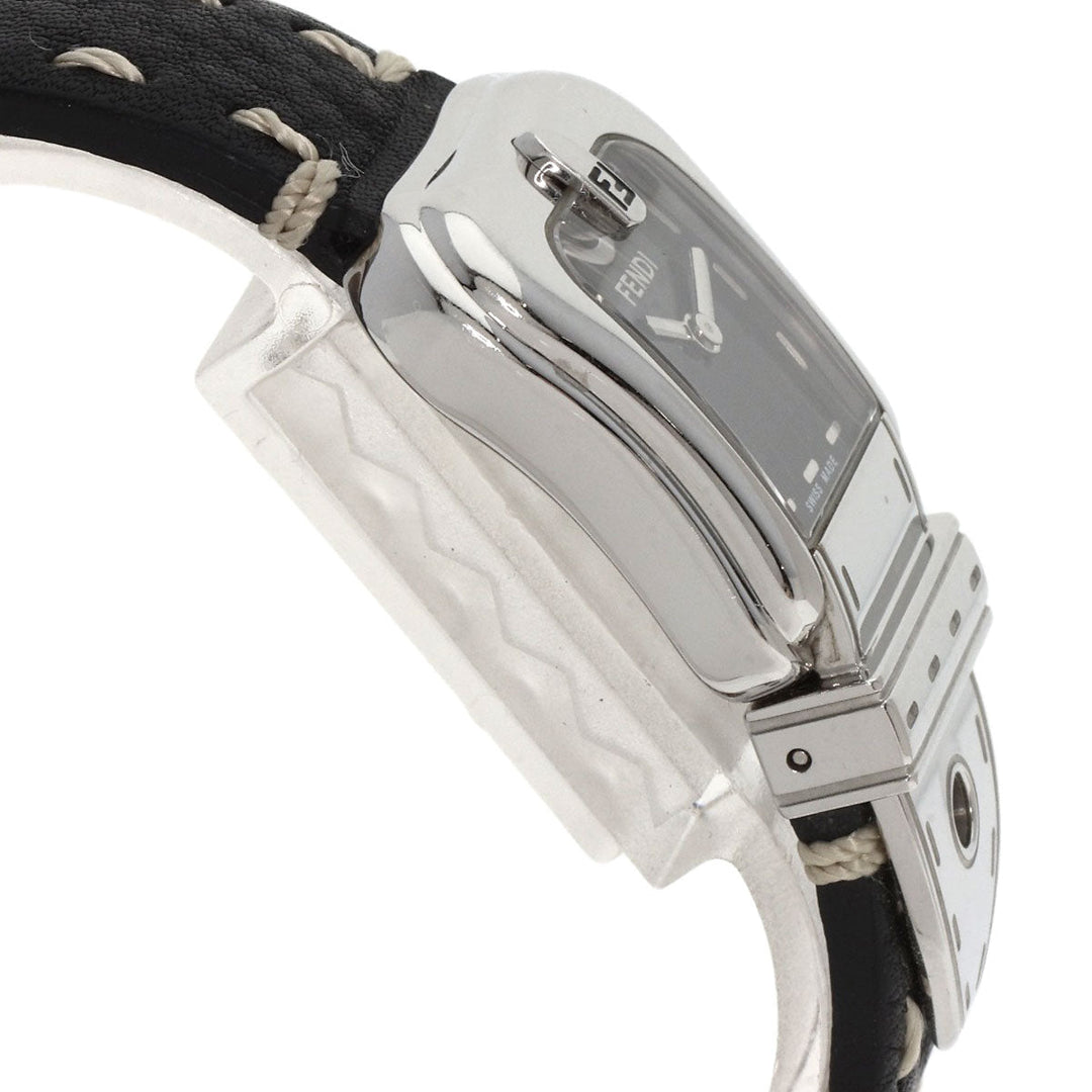 FENDI Watches Quartz 3800L Stainless Steel, Leather Silver Beefendi black dial Women Used Authentic