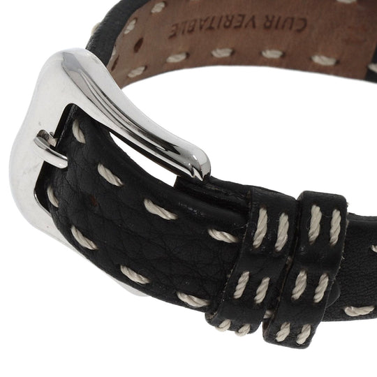 FENDI Watches Quartz 3800L Stainless Steel, Leather Silver Beefendi black dial Women Used Authentic