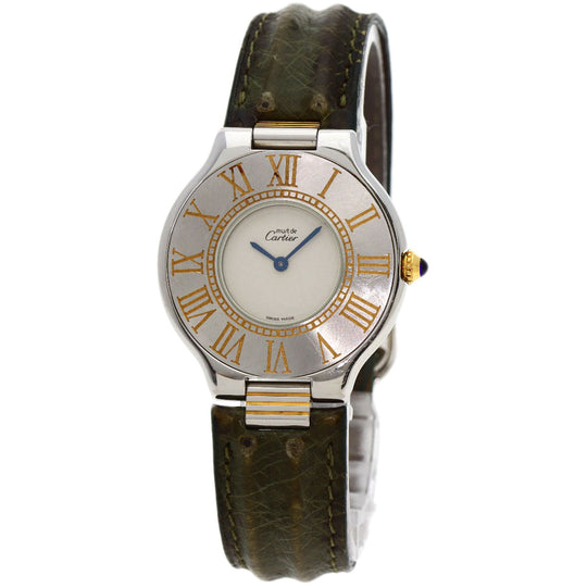 CARTIER Watches Quartz Stainless Steel, Leather Silver Mast 21 Vantian Silver dial mens Used Authentic