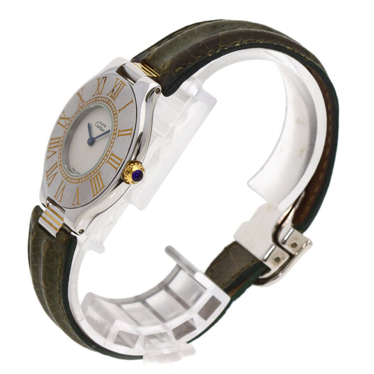 CARTIER Watches Quartz Stainless Steel, Leather Silver Mast 21 Vantian Silver dial mens Used Authentic