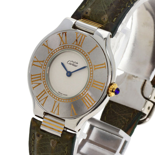 CARTIER Watches Quartz Stainless Steel, Leather Silver Mast 21 Vantian Silver dial mens Used Authentic