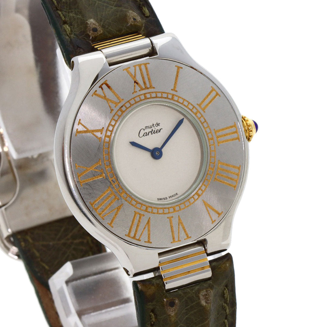 CARTIER Watches Quartz Stainless Steel, Leather Silver Mast 21 Vantian Silver dial mens Used Authentic