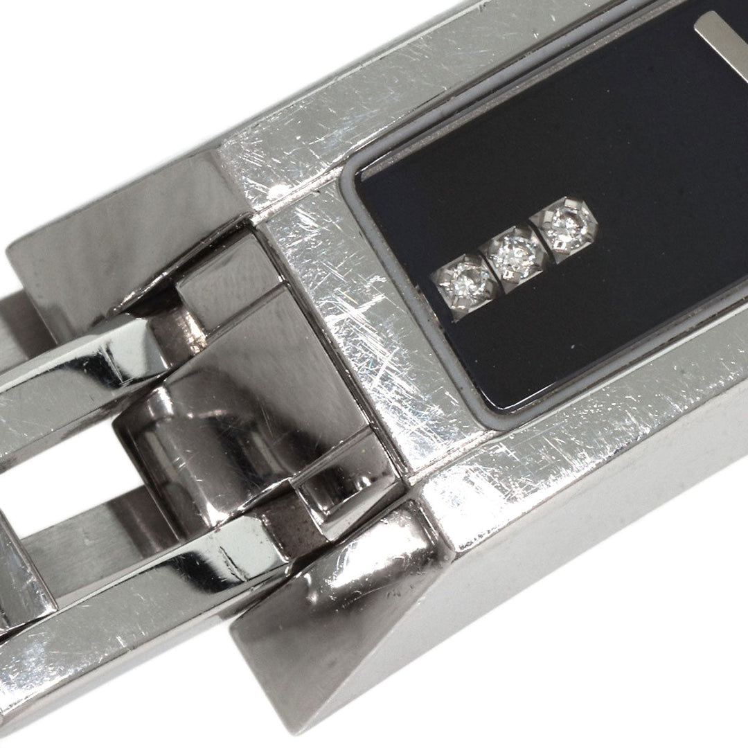GUCCI Watches Quartz 110 Stainless Steel , Stainless Steel Silver Square Face 3P Diamond black dial Women Used Authentic
