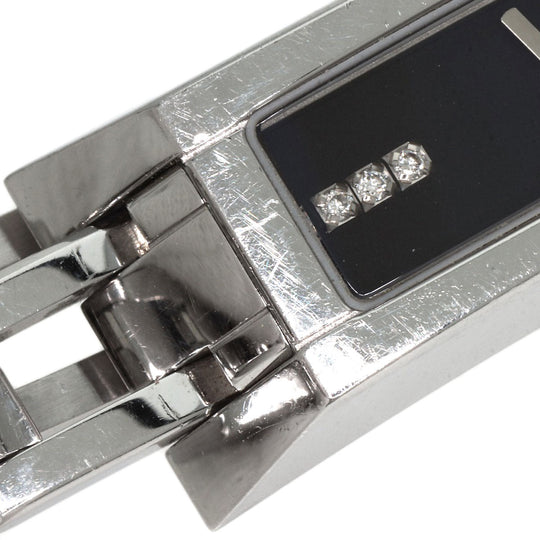 GUCCI Watches Quartz 110 Stainless Steel , Stainless Steel Silver Square Face 3P Diamond black dial Women Used Authentic