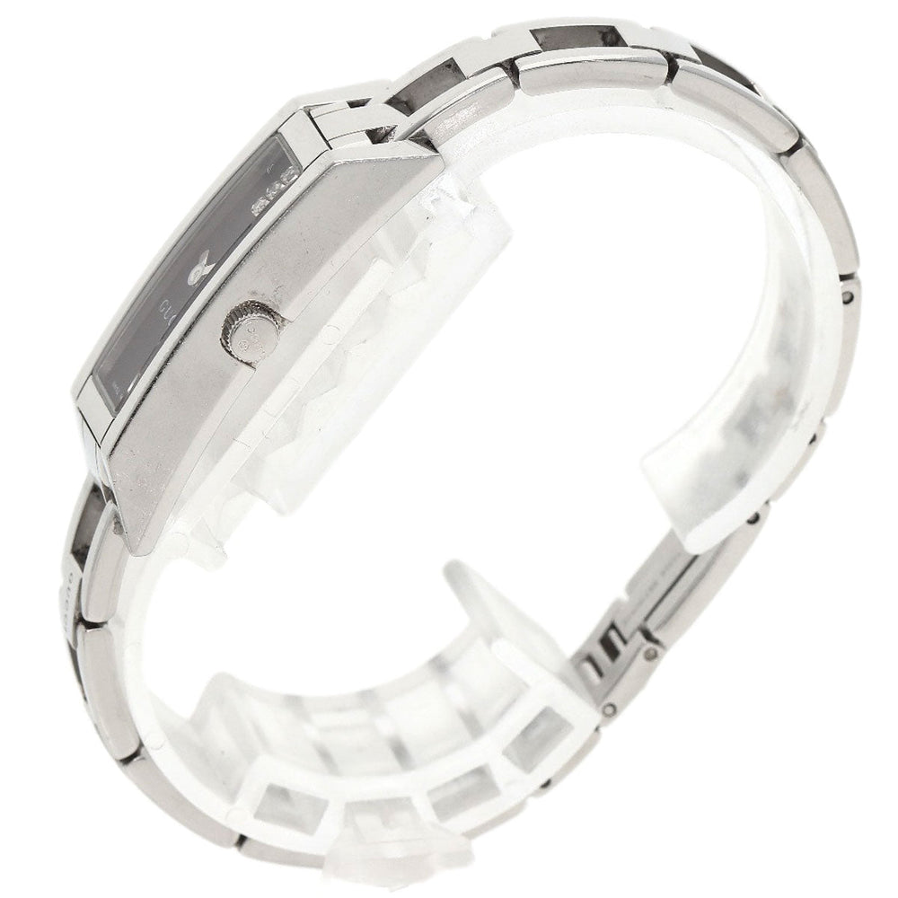 GUCCI Watches Quartz 110 Stainless Steel , Stainless Steel Silver Square Face 3P Diamond black dial Women Used Authentic