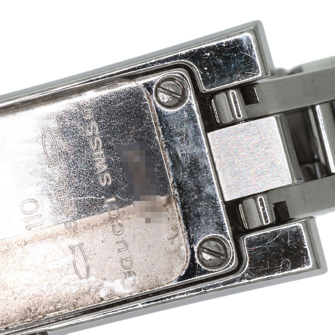 GUCCI Watches Quartz 110 Stainless Steel , Stainless Steel Silver Square Face 3P Diamond black dial Women Used Authentic