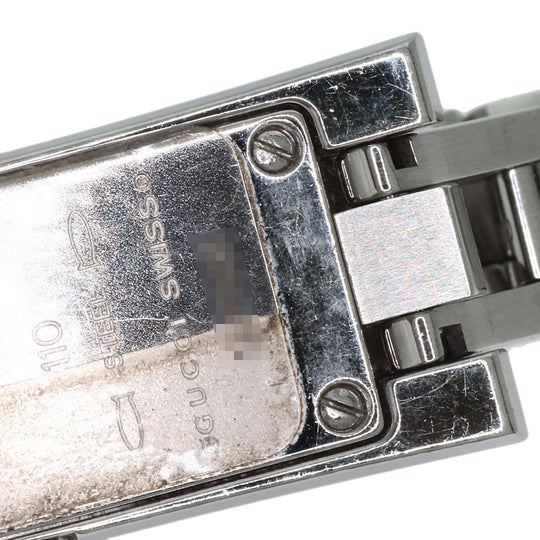 GUCCI Watches Quartz 110 Stainless Steel , Stainless Steel Silver Square Face 3P Diamond black dial Women Used Authentic