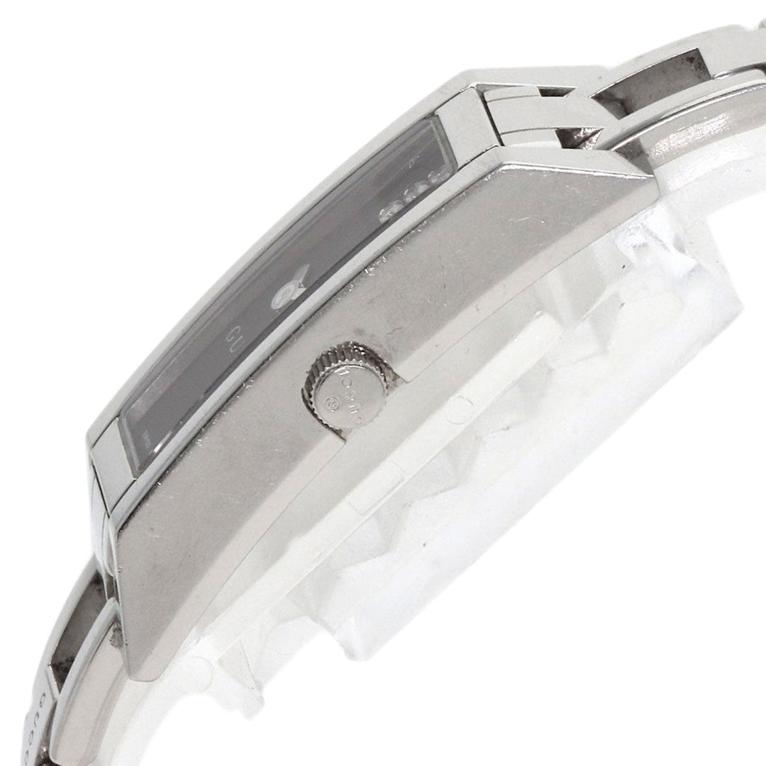 GUCCI Watches Quartz 110 Stainless Steel , Stainless Steel Silver Square Face 3P Diamond black dial Women Used Authentic