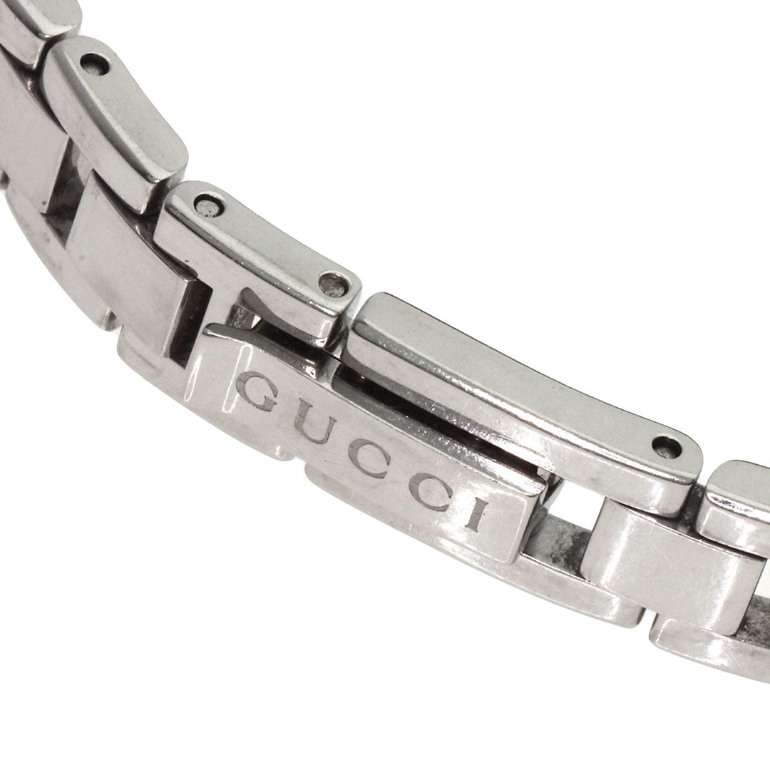 GUCCI Watches Quartz 110 Stainless Steel , Stainless Steel Silver Square Face 3P Diamond black dial Women Used Authentic