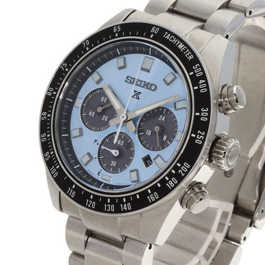 SEIKO Watches Solar Powered SBDL109 Stainless Steel , Stainless Steel Silver Prospex Speed Timer blue dial mens Used Authentic
