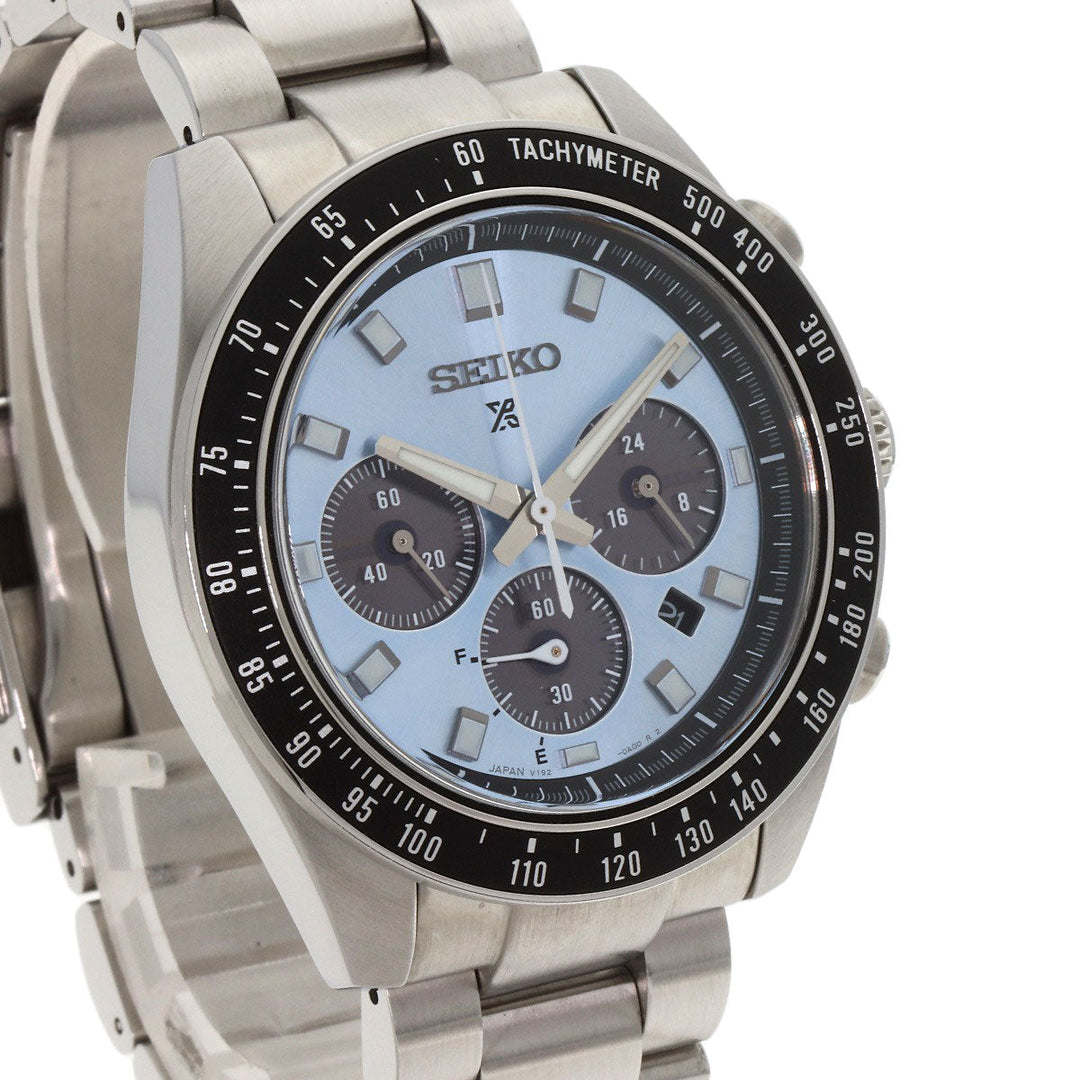 SEIKO Watches Solar Powered SBDL109 Stainless Steel , Stainless Steel Silver Prospex Speed Timer blue dial mens Used Authentic