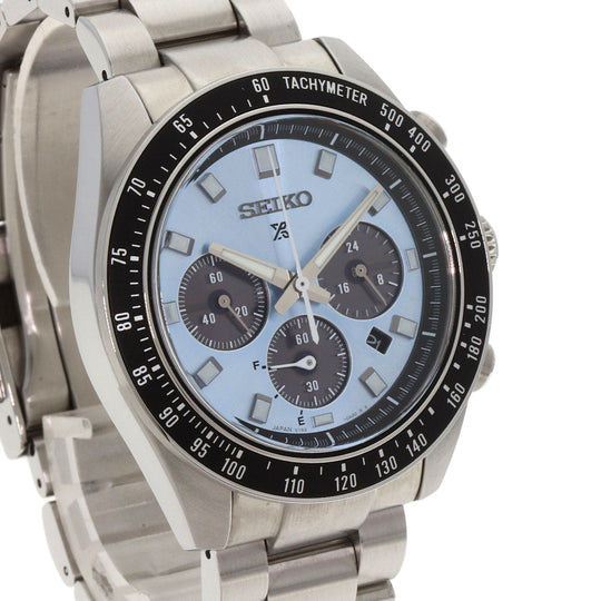 SEIKO Watches Solar Powered SBDL109 Stainless Steel , Stainless Steel Silver Prospex Speed Timer blue dial mens Used Authentic
