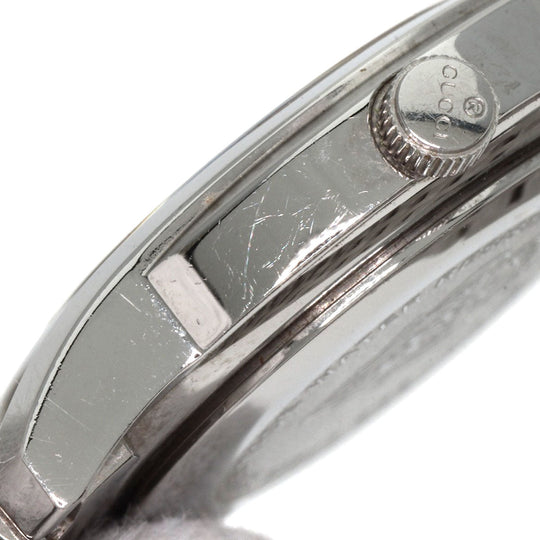GUCCI Watches Quartz 5500L Stainless Steel , Stainless Steel Silver 11P Diamond black dial Women Used Authentic