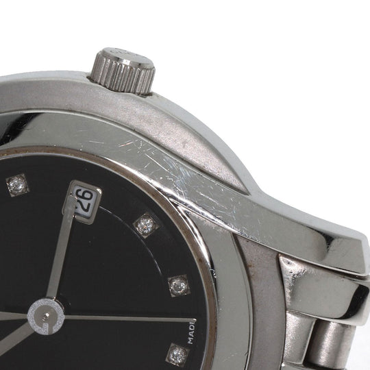 GUCCI Watches Quartz 5500L Stainless Steel , Stainless Steel Silver 11P Diamond black dial Women Used Authentic