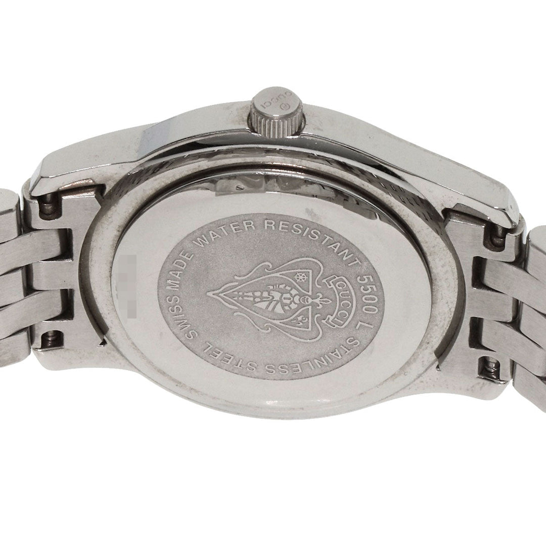 GUCCI Watches Quartz 5500L Stainless Steel , Stainless Steel Silver 11P Diamond black dial Women Used Authentic