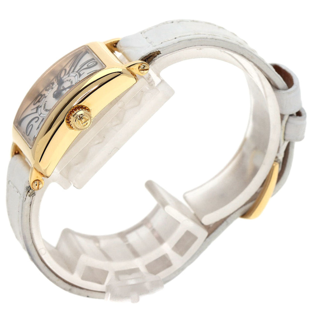 FRANCK MULLER Watches Quartz 802QZ K18YG, leather gold Long Island Silver dial Women Used Authentic