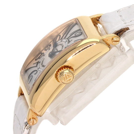 FRANCK MULLER Watches Quartz 802QZ K18YG, leather gold Long Island Silver dial Women Used Authentic