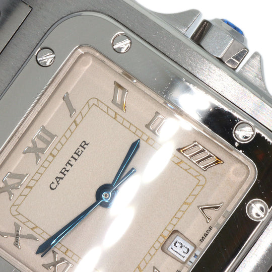 CARTIER Watches Quartz W20018D6 Stainless Steel , Stainless Steel Silver Santos Galve LM old belt Ivory dial mens Used Authentic